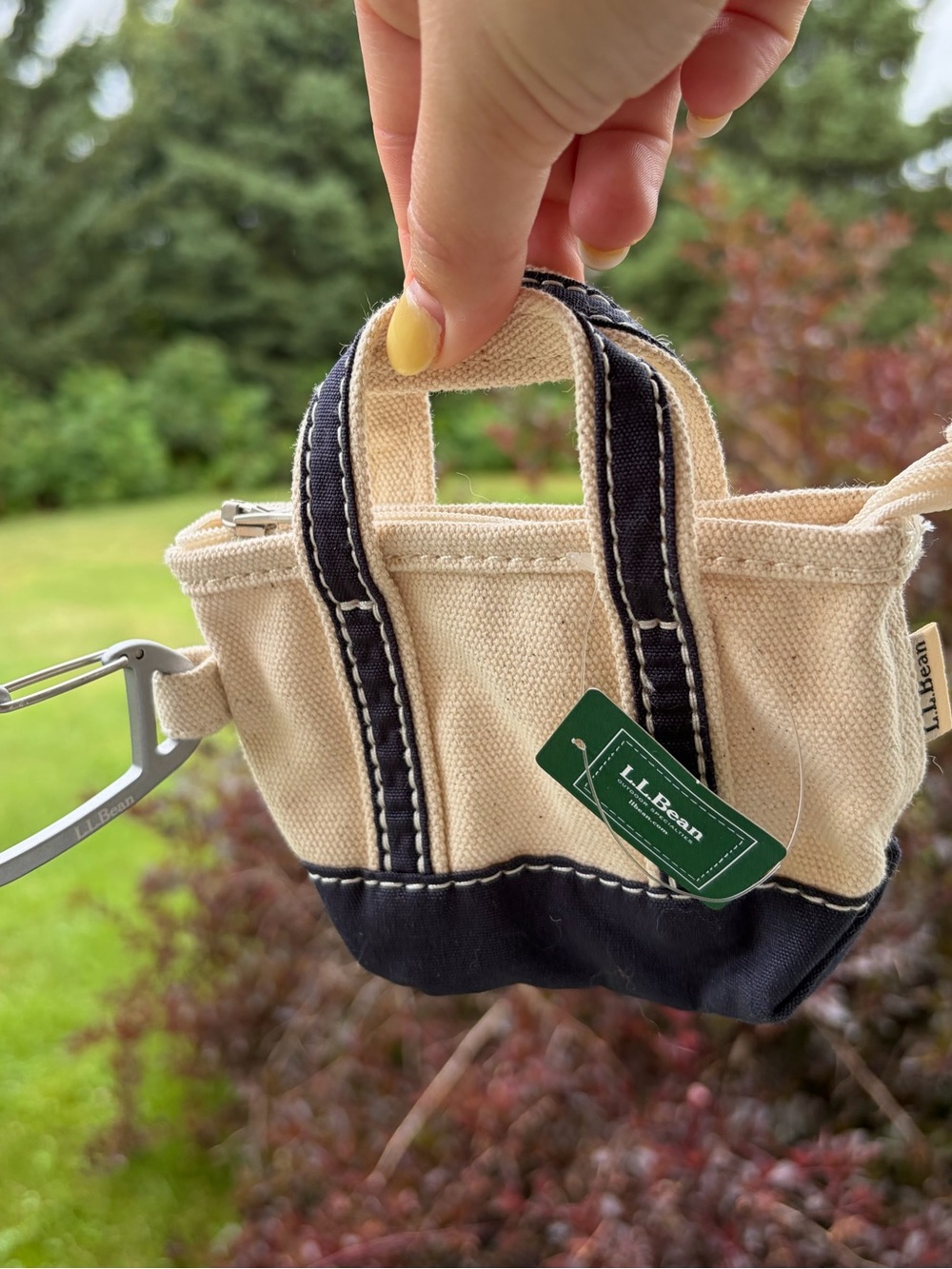 Llbean mini tote keychain charm accessory NWT navy - Picture 3 of 5